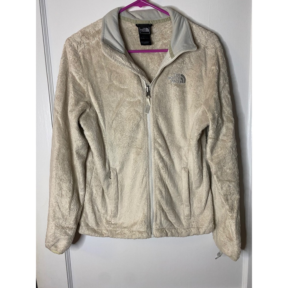 The North Face Fuzzy Fleece Jacket Cream Womens S P Full‎ Zip Pockets